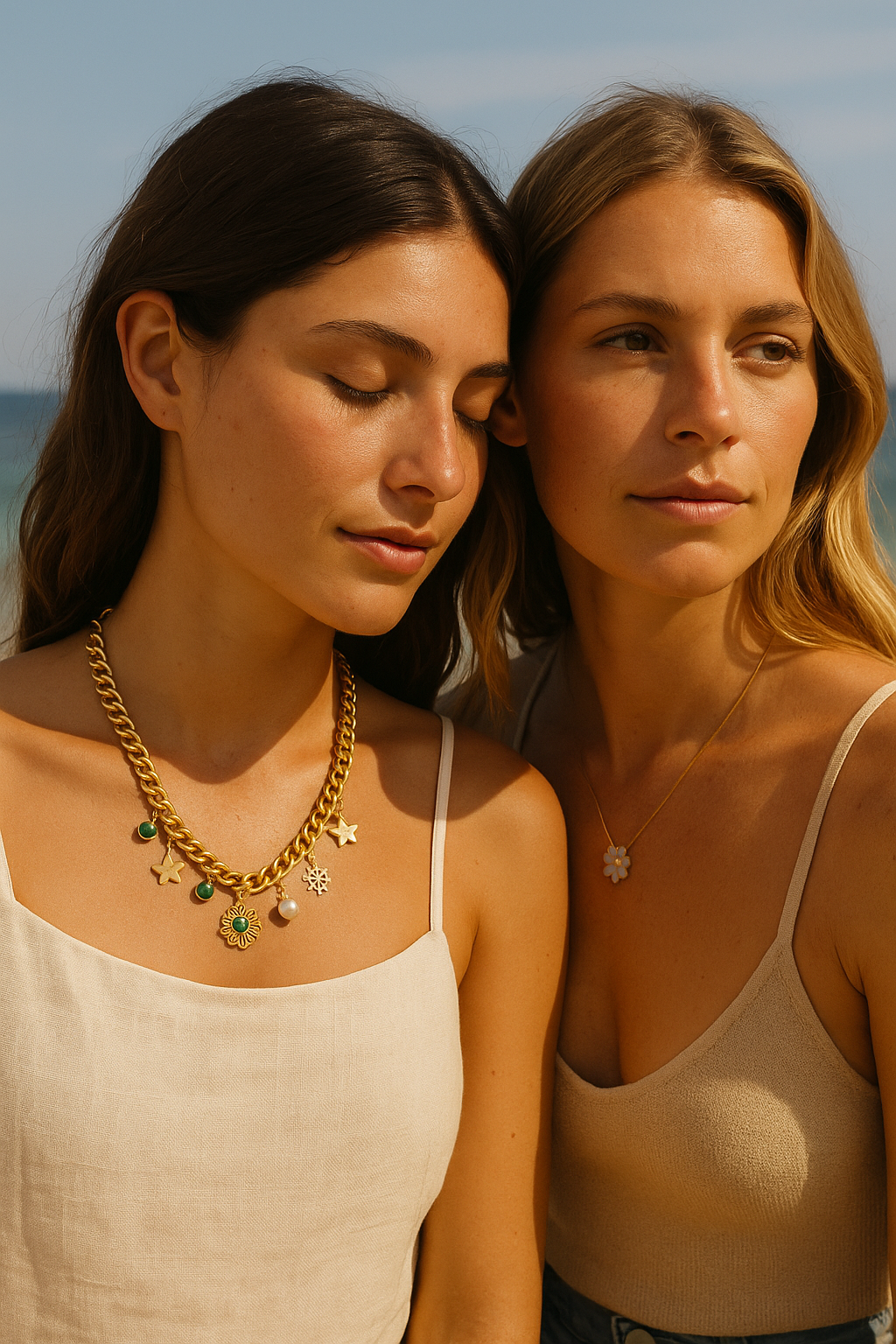 ZAYA x COSMOS 🇫🇷 Bohemian Charm – zlatna ogrlica s leptirićem, cvijetom i tirkiznim kamenom