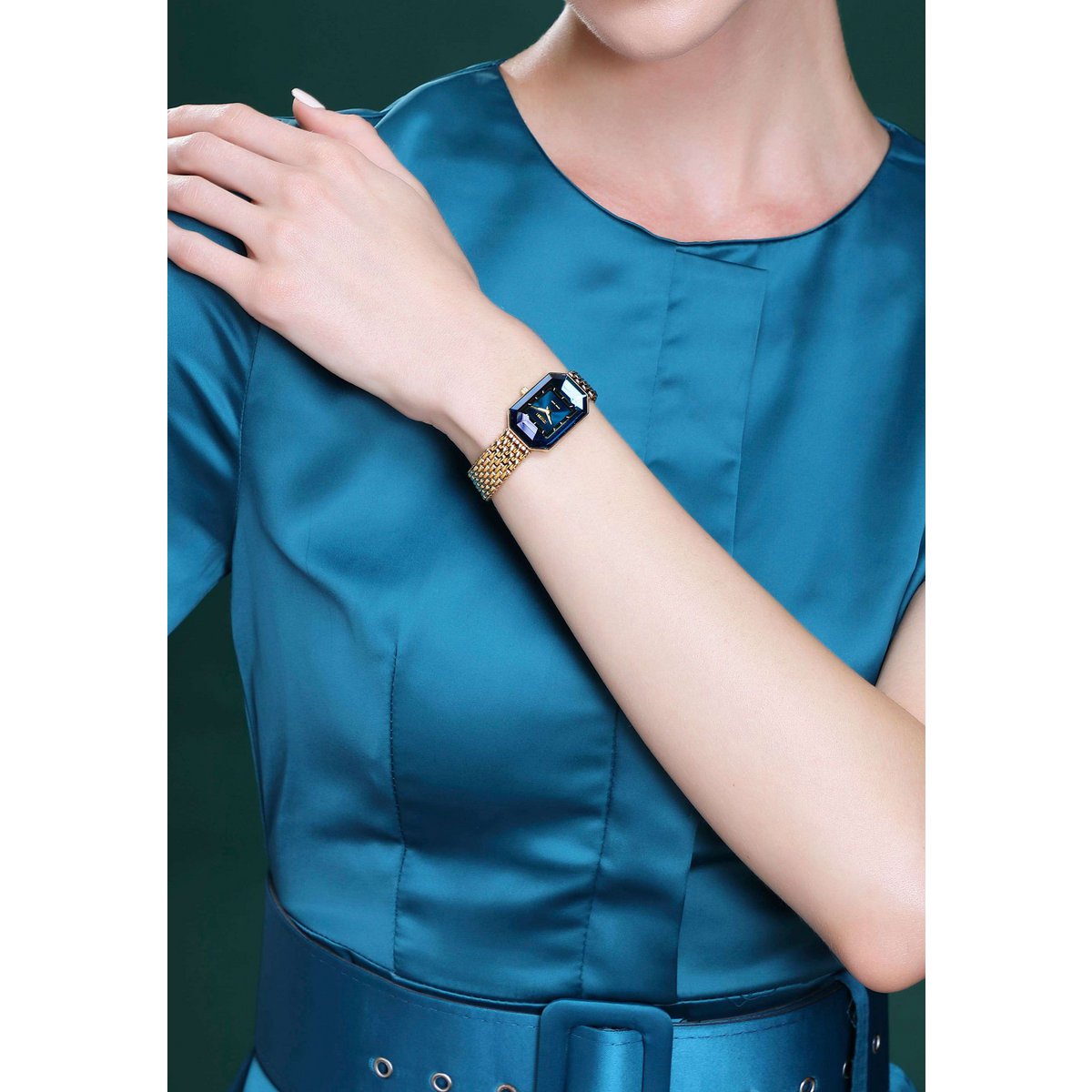 ZAYA x JOWISSA 🇨🇭 Facet Emerald – švicarski ženski sat s plavim sunray brojčanikom