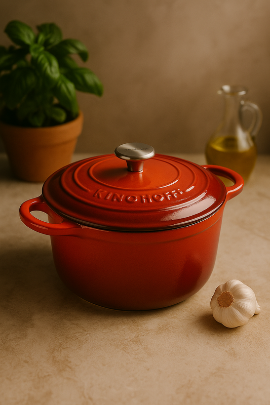 gusani lonac, crveni lonac, emajlirano posuđe, zaya kuhinja, poklon za kuharicu, old money posuđe, rustikalna kuhinja, lonac za indukciju, zaya posuđe, lifestyle kuhinja, statement cookware