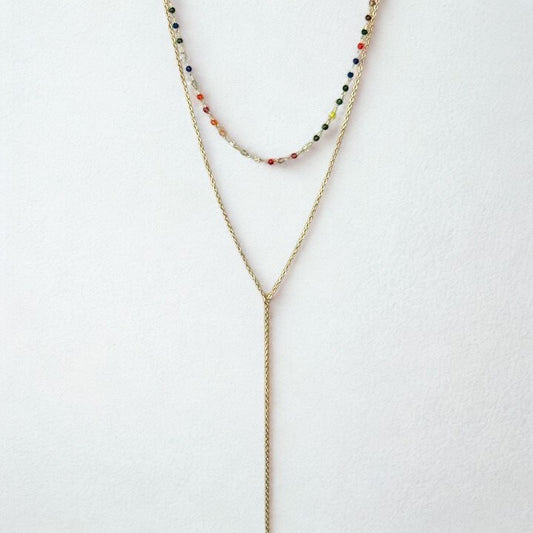 lančić s perlicama, dvostruki lančić, boho chic nakit, waterproof necklace, ZAYA x CASSETTE, pozlaćeni nakit, ogrlica za ljeto, nakit s karakterom, festival stil, zaya-hr.com, layering ogrlica, nakit s perlicama u boji, poklon za sestru, španjolski nakit, boho accessories 2025, nježan nakit, chic nakit online