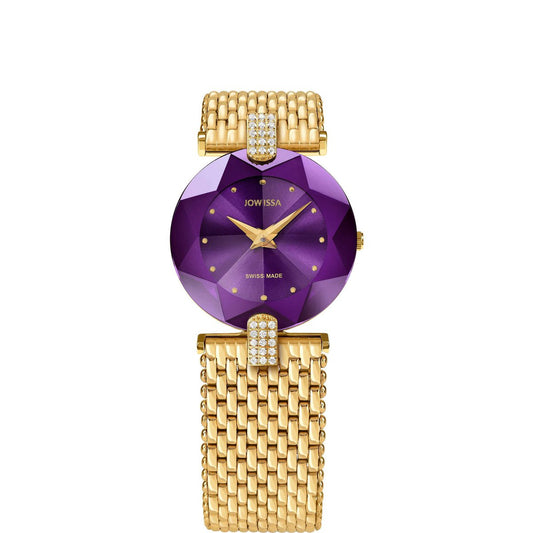 ZAYA x Jowissa 🇨🇭 – Švicarski sat Quartz Facet Strass (Gold / Purple)