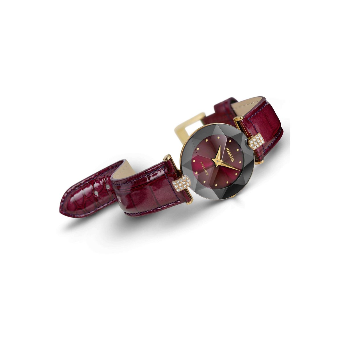 ZAYA x Jowissa 🇨🇭 – Švicarski ženski sat Facet Strass (Gold / Bordeaux)