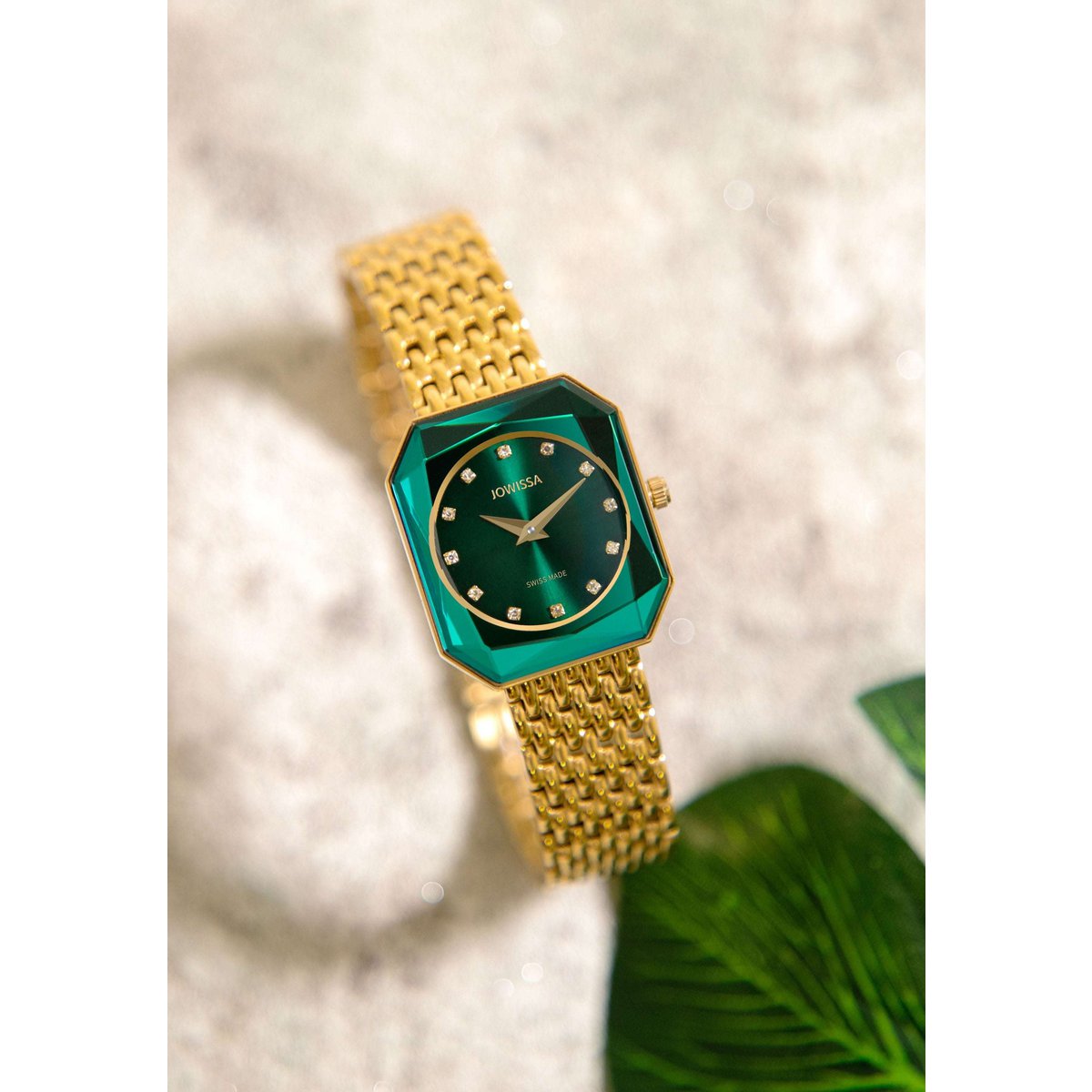 ZAYA x Jowissa 🇨🇭 – Švicarski sat Facet Radiant (Gold / Emerald Green)