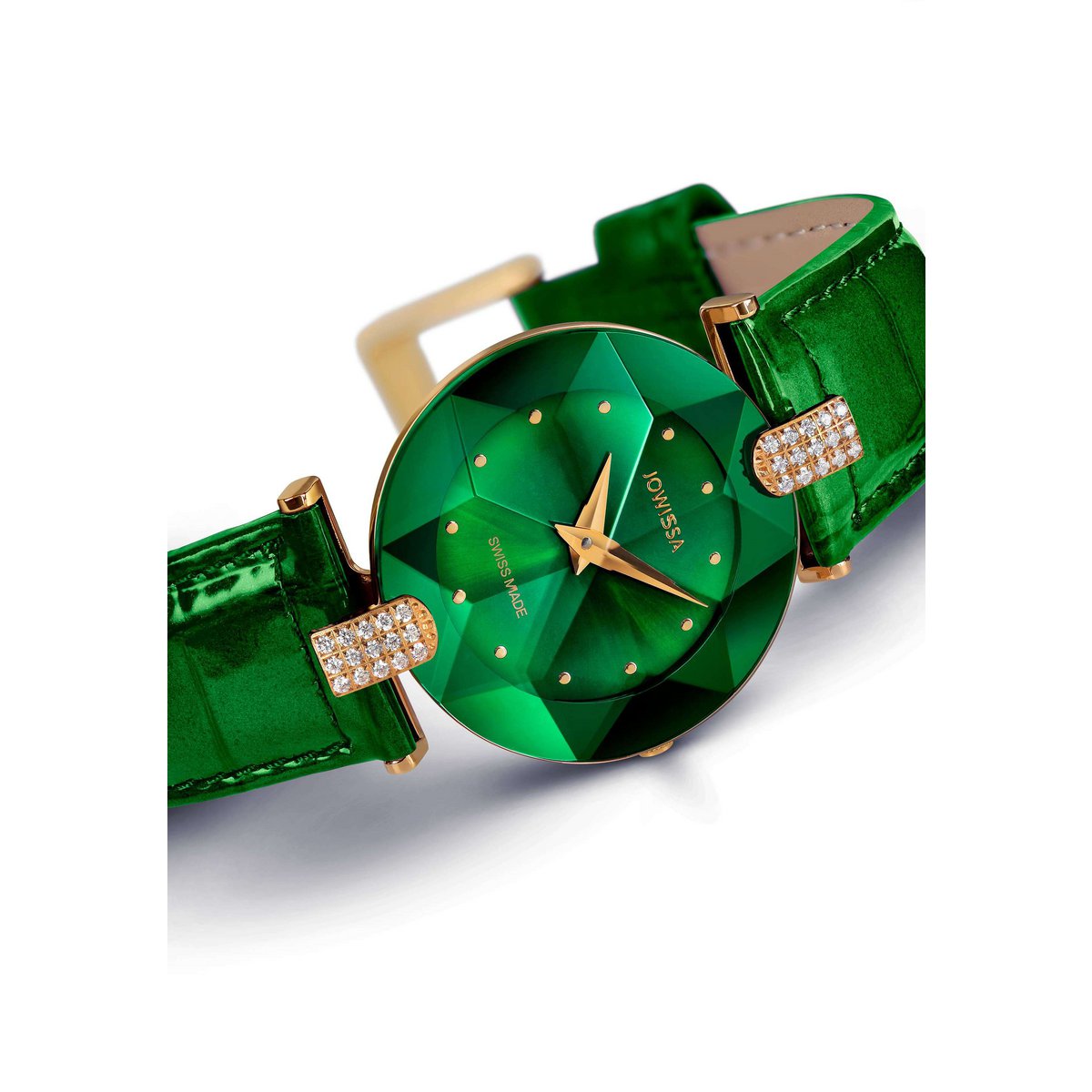 ZAYA x Jowissa 🇨🇭 – Švicarski sat Facet Strass (Gold / Emerald Green)