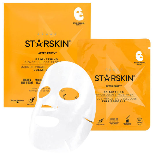 StarSkin brightening bio-cellulose face mask with packaging on a white background