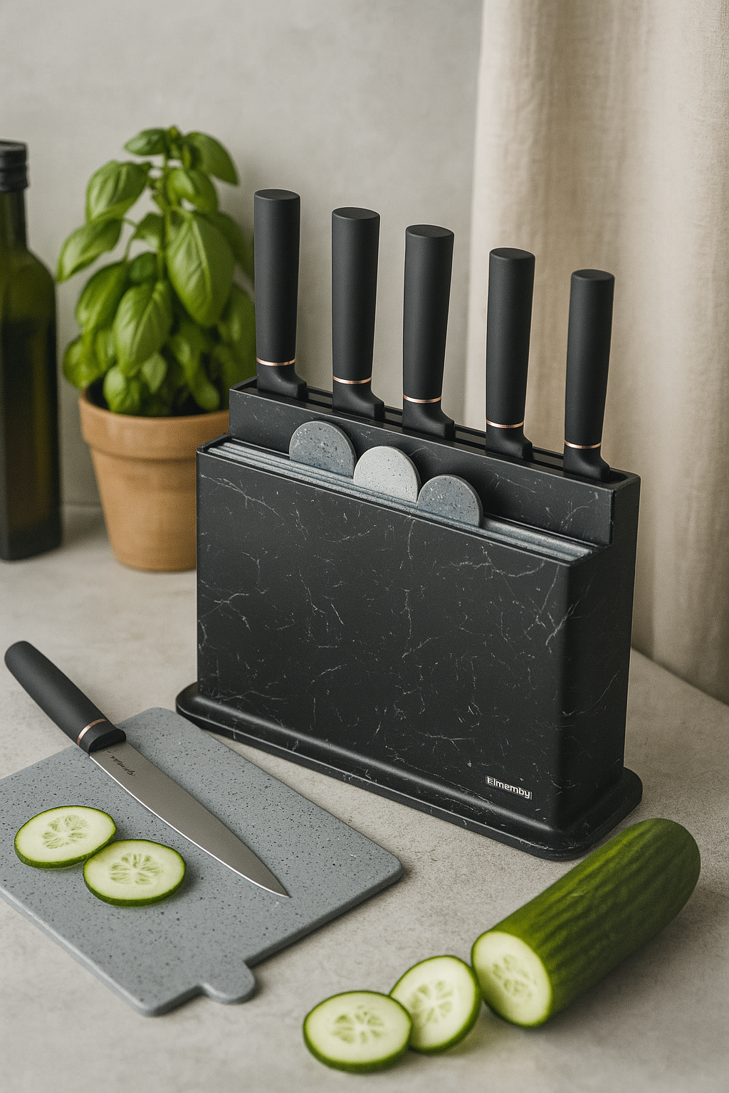 ZAYA x NIRS🖤 - Set noževa i dasaka Black Marble – 10-dijelni komplet