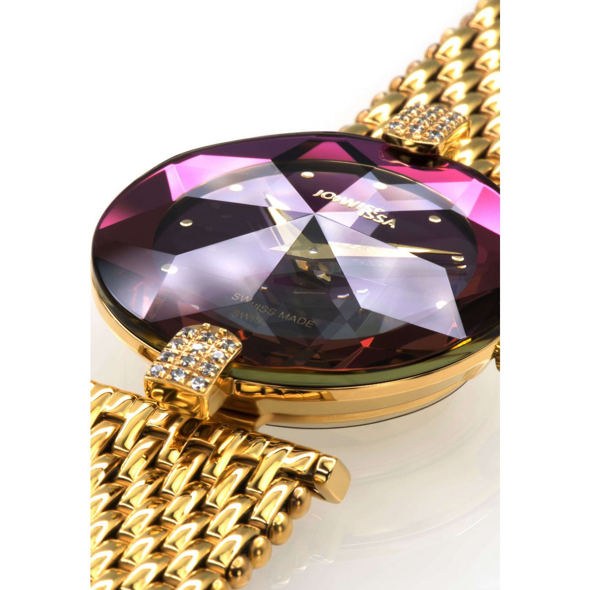 ZAYA x Jowissa 🇨🇭 – Švicarski sat Quartz Facet Strass (Gold / Purple)