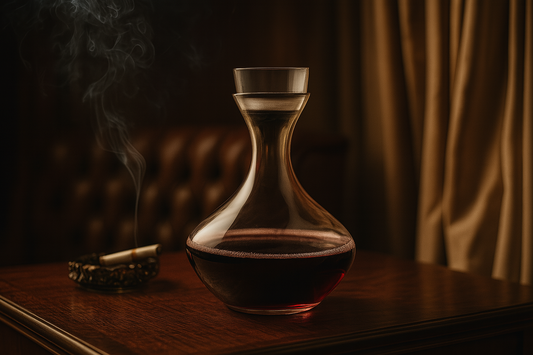 dekanter za vino, prozračivač vina, luksuzni dekanter, ZAYA stil, poklon za vinoljupce, boca vina ritual, vino koje diše, crno vino posluživanje, art deco pribor, vinski dodatak, elegantno posluživanje vina, old money detalj, statement čašica, zrak u vinu, lifestyle dekanter, ugostiteljska oprema Split, ZAYA kuhinjski stil