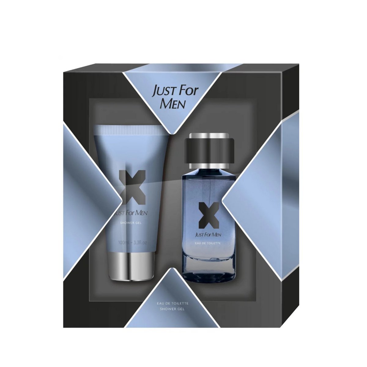 Men's grooming set with bottle and tube in branded box labeled 'Just For Men'.