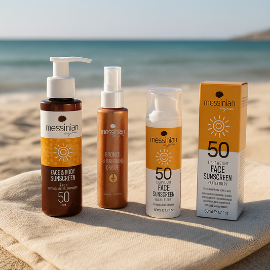prirodna krema za sunčanje, SPF 50 za lice, SPF za tijelo, suho ulje sa šljokicama, shimmer ulje za tijelo, grčka kozmetika, messinian spa, zaya sun care, njega za ljeto, krema za lice sa zaštitom, anti-age SPF, prirodna zaštita od sunca, cruelty free SPF, ZAYA beauty, ljetna kolekcija, sunčanje s prirodnom kozmetikom, brončani sjaj, SPF s jogurtom