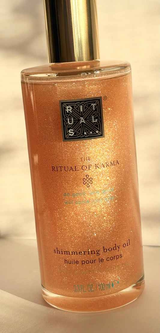 Rituals, shimmering body oil, tijelo ulje, sjaj za tijelo, lotus &amp; bijeli čaj, Ritual of Karma, ZAYA essence, prirodno ulje, ljetni glow, mediteranski sjaj, neklasični beauty