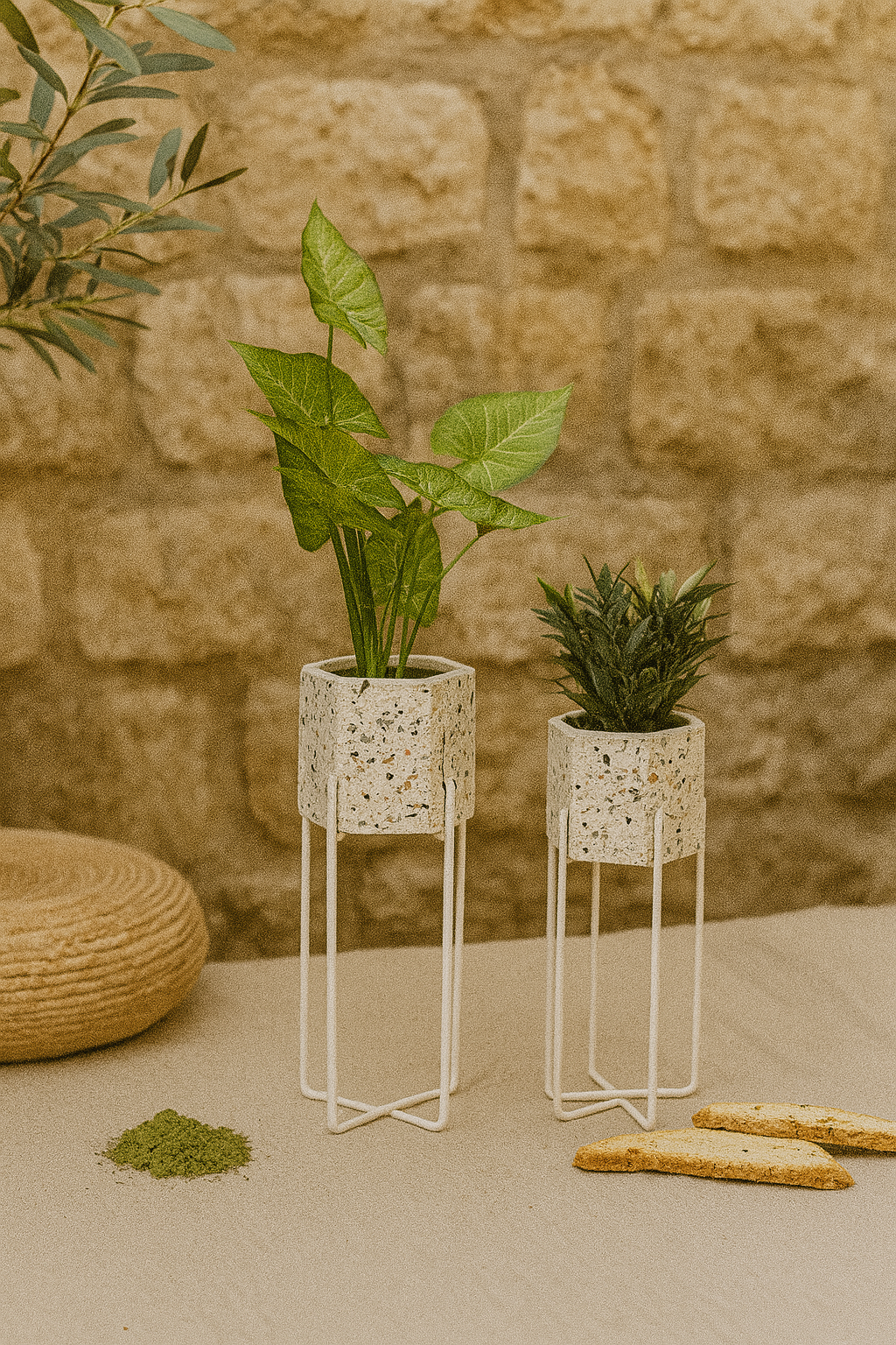 terrazzo pitar, set ukrasnih vaza, keramički pitar, dekor za biljke, terrazzo uzorak, pitar za dnevni boravak, pitar za terasu, ZAYA dekor, vaza za apartmane, boho dekoracija, keramičke posude za cvijeće